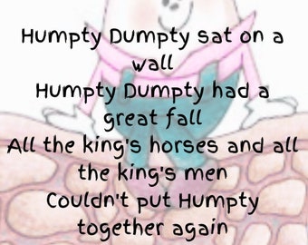 Humpty Dumpty Nursery Rhyme A4 glossy poster