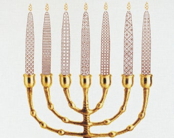 Menorah - Cross Stitch and Black work pattern PDF, PDF/Saga