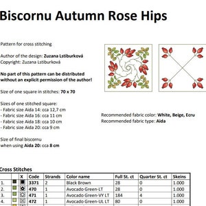 Rose hip biscornu, Cross Stitch pattern, PDF, instant download, modern design