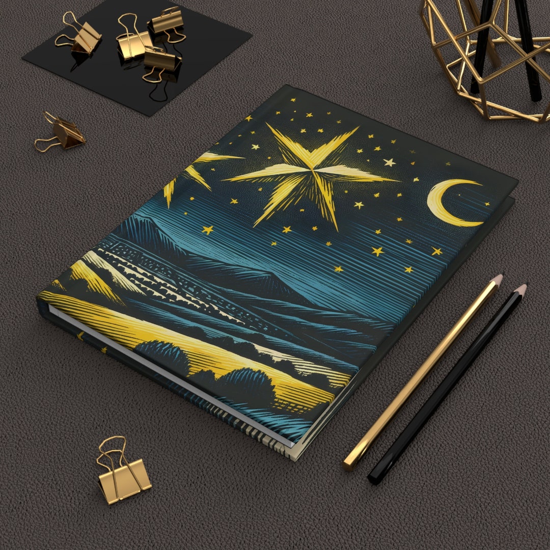 Starry Night Journal 5x7, Celestial Diary, Night Sky Notebook ...