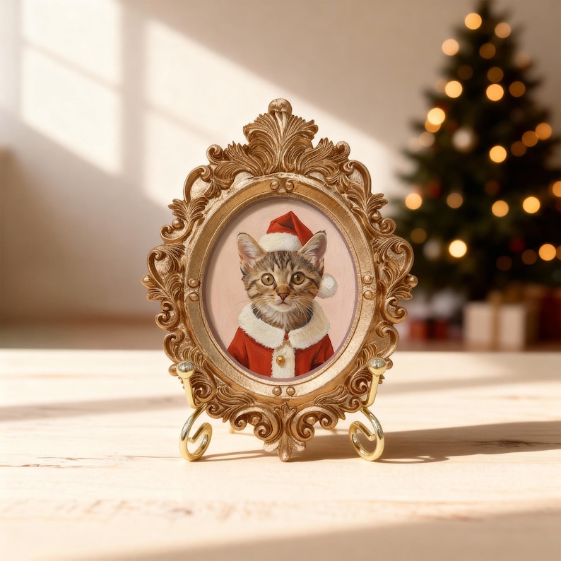Custom Hand-Painted Pet Memorial Portrait– Dog or Cat Remembrance Gift,Pet Loss Keepsake with Ornate Mini Frame,Pet Memorial,Christmas gifts image 7
