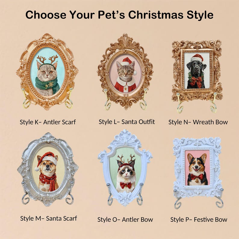 Custom Hand-Painted Pet Memorial Portrait– Dog or Cat Remembrance Gift,Pet Loss Keepsake with Ornate Mini Frame,Pet Memorial,Christmas gifts image 4