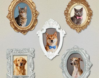 Custom Framed Pet Portrait – Acrylic Style Painting from Your Photo, Personalized Dog Cat Memorial Gift