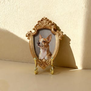 Custom Hand-Painted Pet Memorial Portrait– Dog or Cat Remembrance Gift,Pet Loss Keepsake with Ornate Mini Frame,Pet Memorial,Christmas gifts image 6