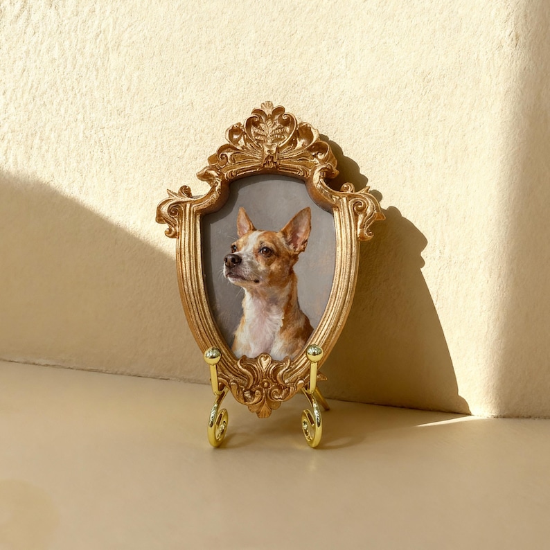 Custom Hand-Painted Pet Memorial Portrait– Dog or Cat Remembrance Gift,Pet Loss Keepsake with Ornate Mini Frame,Pet Memorial,Christmas gifts image 6