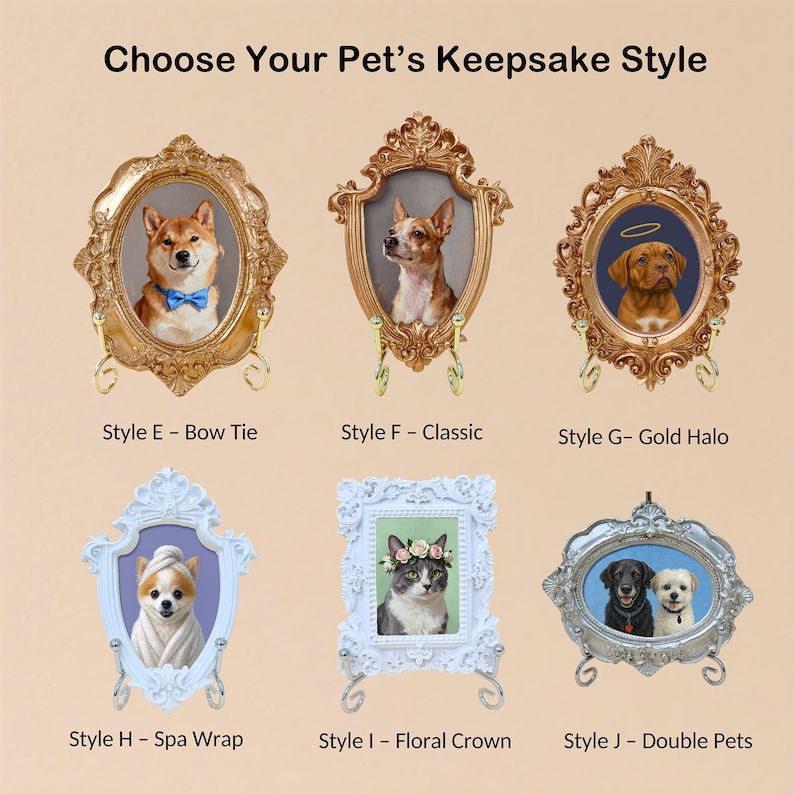 Custom Hand-Painted Pet Memorial Portrait– Dog or Cat Remembrance Gift,Pet Loss Keepsake with Ornate Mini Frame,Pet Memorial,Christmas gifts image 3