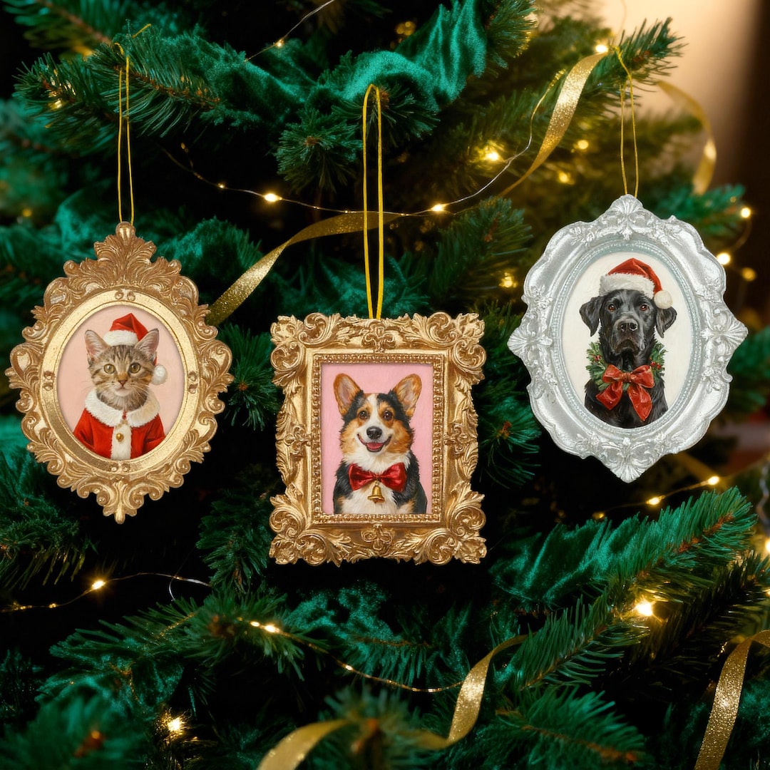 Handmade Pet Portrait Christmas Ornament – Custom Dog & Cat, Pet ...