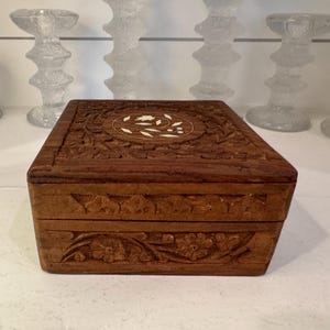 hand carved wood box