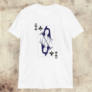 T-shirt Queen of Clubs Poker unisexe • Collection de cartes de poker – conception de cartes à jouer par pexils • Cadeaux pour elle et lui
