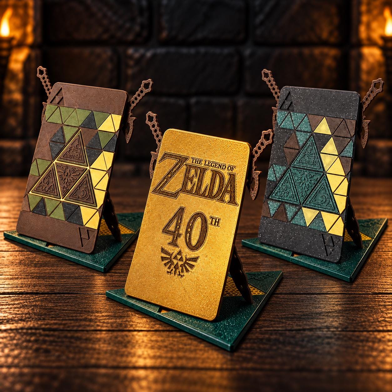 Zelda 40th Anniversary Collector Card & Triforce Display Stand
