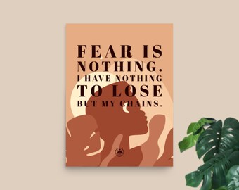 Fear is nothing | Poster typographique motivation développement personnel | Décoration intérieure | Papier Mat