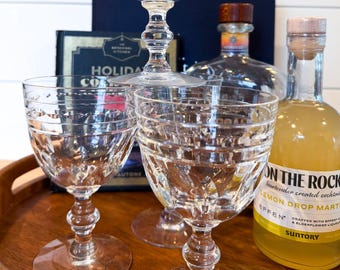 Set of 4 Vintage Val St Lambert Kent Fine Belgian Crystal Wine or Cocktail Glasses