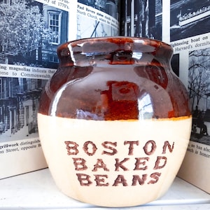 Mini Two-Tone Boston Baked Beans Stoneware Crock