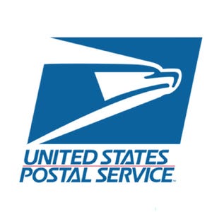 May include: The United States Postal Service logo, featuring a stylized blue eagle head and the words "UNITED STATES POSTAL SERVICE" in blue text, with a red underline.