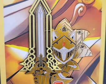 Excalibur Sonic, Sonic and the Black Knight colour plated Antique Gold enamel pin badge.