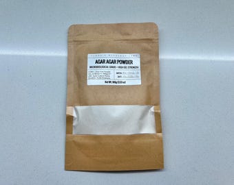 Polvo de agar agar puro (100 g), gelificante micológico de grado de laboratorio, ingrediente para medios de cultivo de placas de Petri.