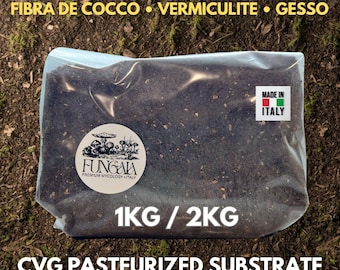 Substrato CVG Pastorizzato 1kg 2kg Coir Vermiculite Gesso Funghi Pleurotus Reishi