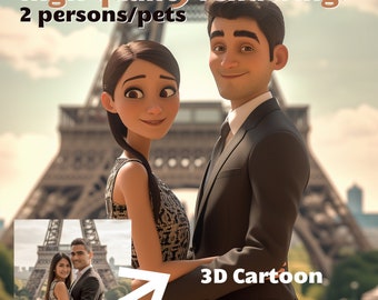 Portrait de dessin animé personnalisé à partir de votre photo | Rendu de haute qualité | Dessine moi | Image image par image | 3D | Cadeau personnalisé | Portrait de couple