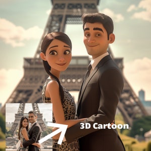 Custom Cartoon Portrait From Your Photo High Quality Rendering Cartoon Me Stop Motion 3D Art Personalized Gift Couple Portrait image 5
