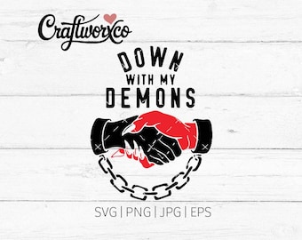 Down With My Demons SVG / Devil Handshake Clipart (Digital Download)