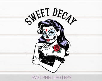 Sweet Decay SVG / Clipart Teschio di Zucchero (Download Digitale)