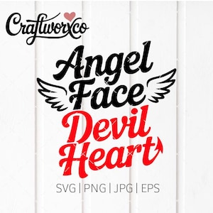 Angel Face, Devil Heart SVG / Clipart (Digital Download)