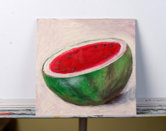 Cut Wassermelone - Original Kunst Gemälde Kunstwerk Acryl Fine Art physischer Artikel verschickt