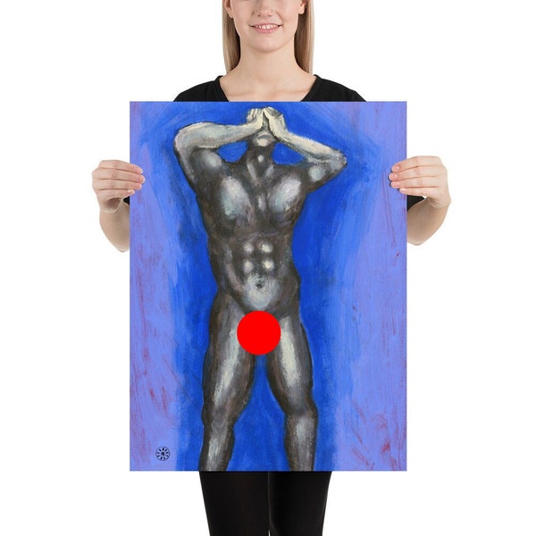 Despair - male nude art print homoerotic gay art man blue giclee poster reproduction adult mature