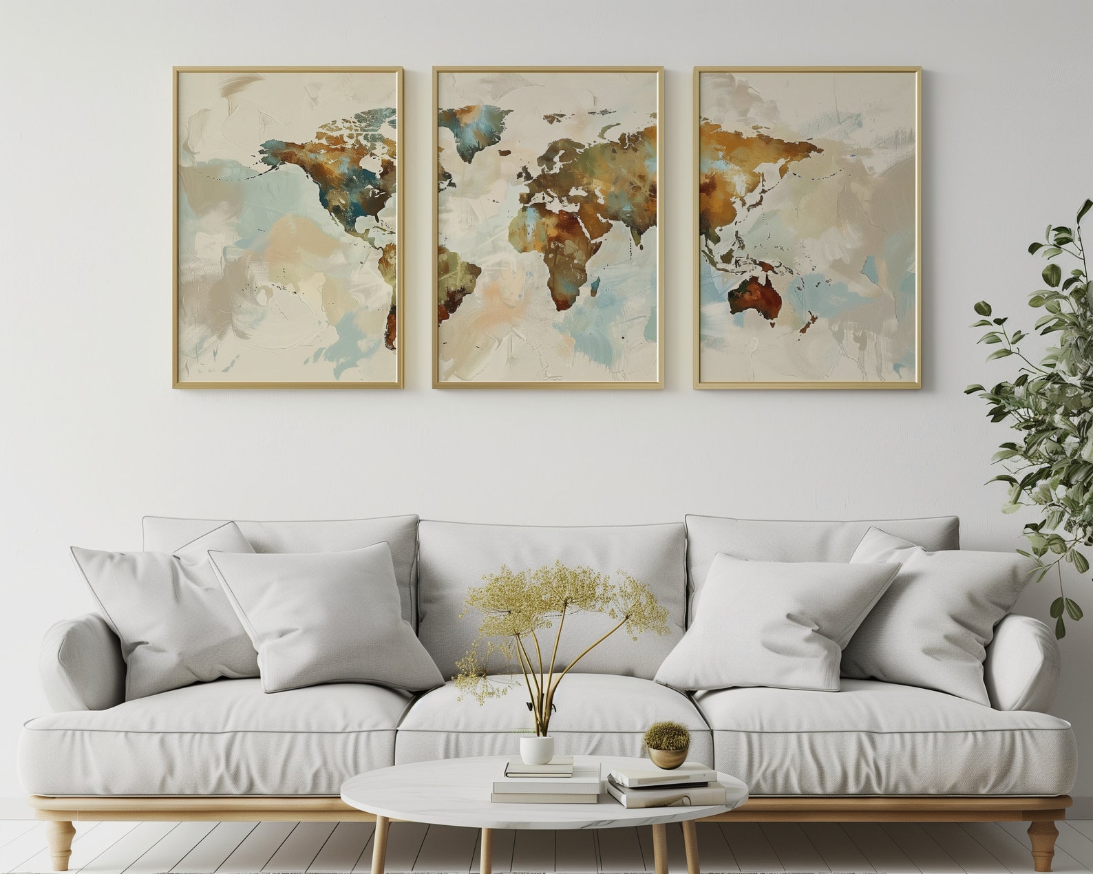 World Map Wall Art - 3 Print Set, Antique Printable Poster Gift, Trendy ...