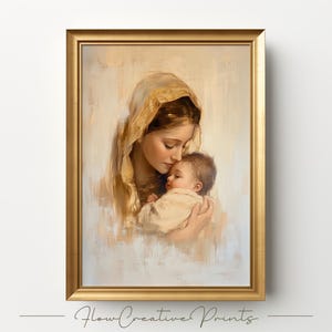Madonna and Child Vintage Printable Wall Art | Christian Home Decor | Catholic Bible Verse Artwork Download | Religious Art Print