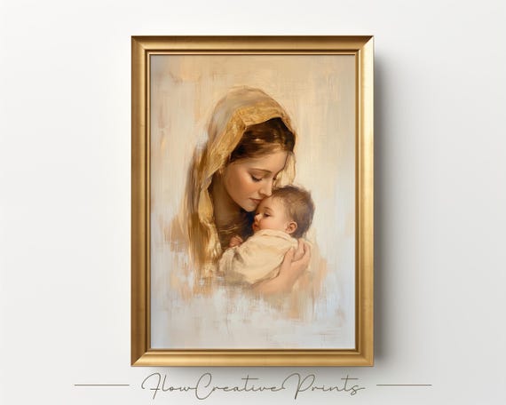 Madonna and Child Vintage Printable Wall Art | Christian Home Decor | Catholic Bible Verse Artwork Download | Religious Art Print