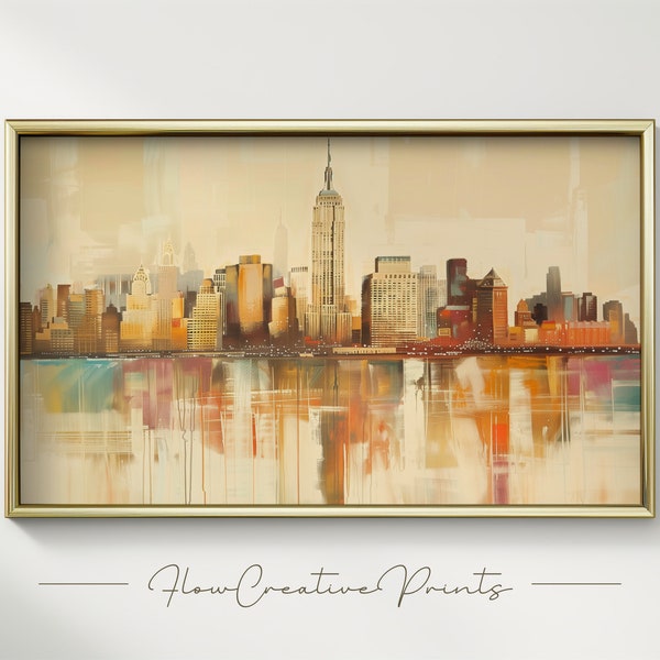 1920s New York City Skyline - 20s era NYC artwork, flapper era wall art, Gatsby city painting, Manhattan skyline, digital art download