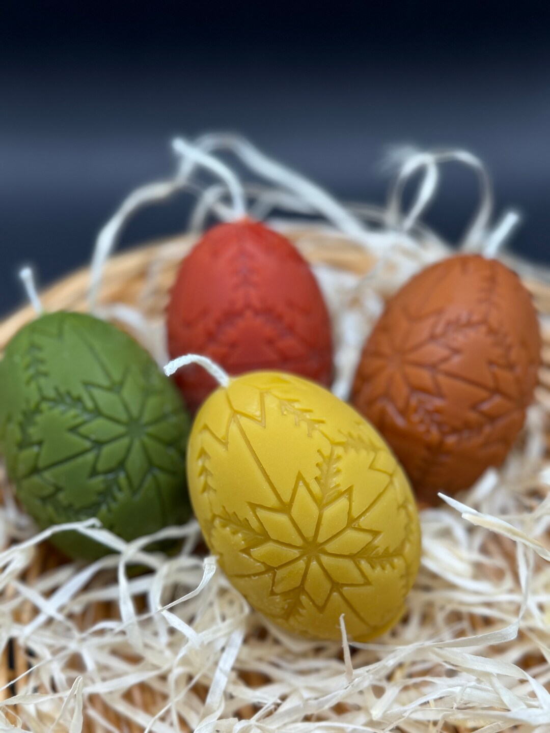 Set of 4 Easter Egg Candles Beeswax, Table Decoration, Spring Home