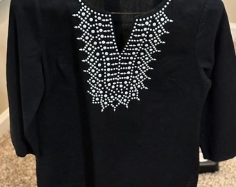 Black Bling Trim Blouse