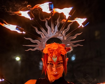 Fire Crown SUNLIGHT for tribal and belly dance very lightweight | foldable | kevlar wicks