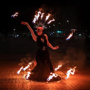 Fire skirt with fire wicks | Metal base circle | Fire costume | Burning dress