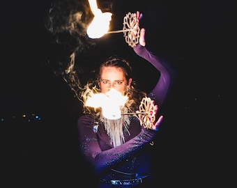 Palm torches | kevlar and aluminum | Tribal Belly Dance | Fireshow prop | Hand fire