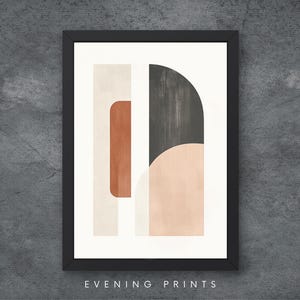 Impresión de arte de pared abstracto minimalista, decoración de pared bohemia neutra, impresión de arte geométrico moderno, póster minimalista escandinavo, arte