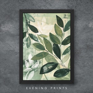 Stampa botanica foglia verde salvia, arte murale minimalista, natura, decorazione per la casa per gli amanti delle piante, poster con cornice o senza cornice in carta opaca di alta qualità