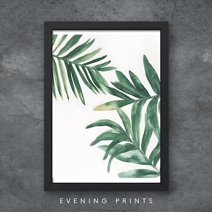 Green Leaves Print on White Background Leaf-Themed Botanical Wall Art Multiple Sizes Nature-Inspired A4, A3, A2, A1, A0 Minimalist Plant Art