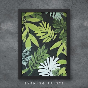 Green Leaves Print Botanical Leaf-Themed Wall Art | Multiple Sizes Available Modern Nature Decor A4, A3, A2, A1, A0 Minimalist Plant Art