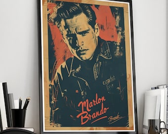 Marlon Brando Wall Art: Vintage Print, Retro Posters. Available for Download as Printable Wall Art.