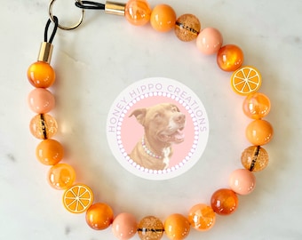 Orange Creamsicle, Beaded Dog Collar, Dog Necklace,  Handmade, Custom Collar, Dog Pearls, Orange Dog Collar