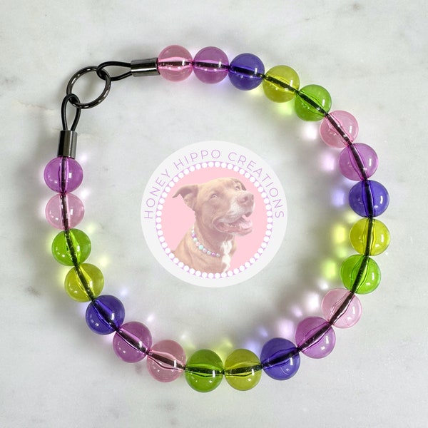 Tropical Jolly Rancher, Beaded Dog Collar, Dog Necklace, Handmade, Custom Collar, Dog Pearls, Summer Collar, Bright Dog Collar