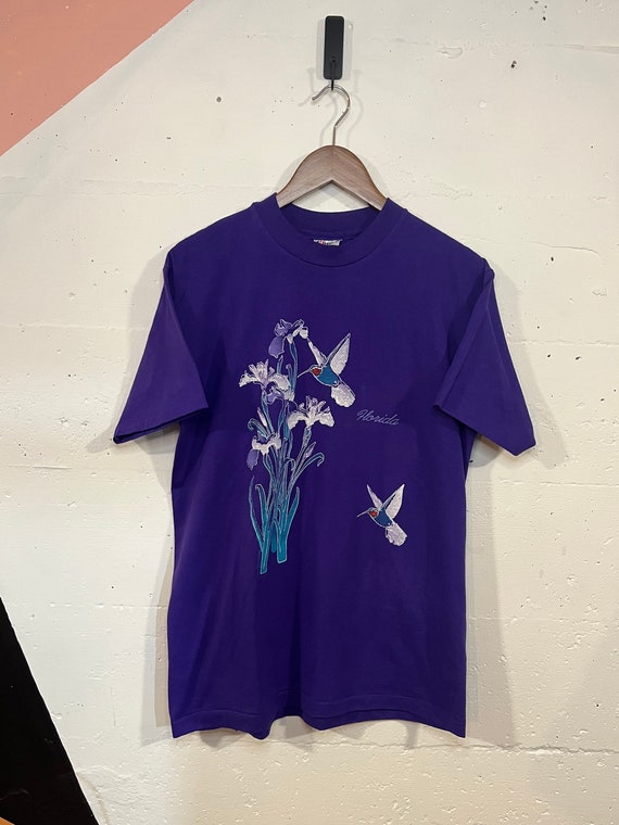 Vintage Purple Hummingbird Florida Novelty T Shir… - image 2