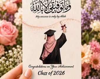 Islamic-themed graduation magnetic photo prints, graduation greeting, Muslim graduation gift