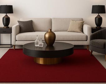 Handgetuft wollen vloerkleed – luxe effen kastanjebruin tapijt