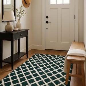 Hand-Tufted Wool Area Rug: Ivory & Black Amoeba Design