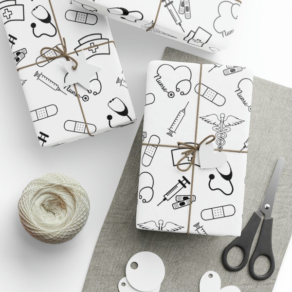 Nurse Themed Gift Wrap- Nurse Gift, Nursing School Gift, Wrapping Paper, Medical Gift Wrap, Medical Gift