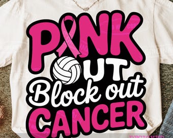 Pink Out Volleyball Breast Cancer Awareness PNG (Digital Download)